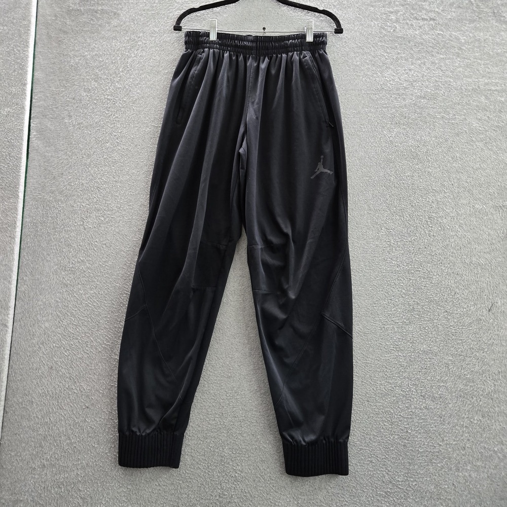 Jordan Men Activewear Pants‎ L Black Jogger Logo Pockets Mid Rise 30" Inseam